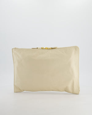 Balenciaga Cream Motocross Metallic Edge Clutch with Gold Hardware