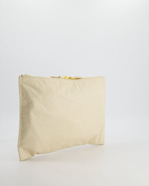 Balenciaga Cream Motocross Metallic Edge Clutch with Gold Hardware