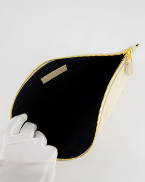 Balenciaga Cream Motocross Metallic Edge Clutch with Gold Hardware