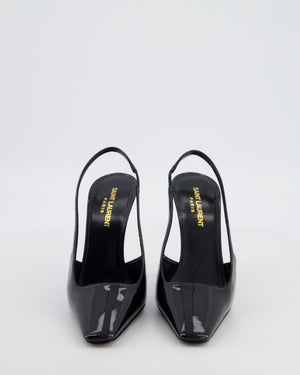 Saint Laurent Black Patent Leather Dune Slingback Pumps EU 36