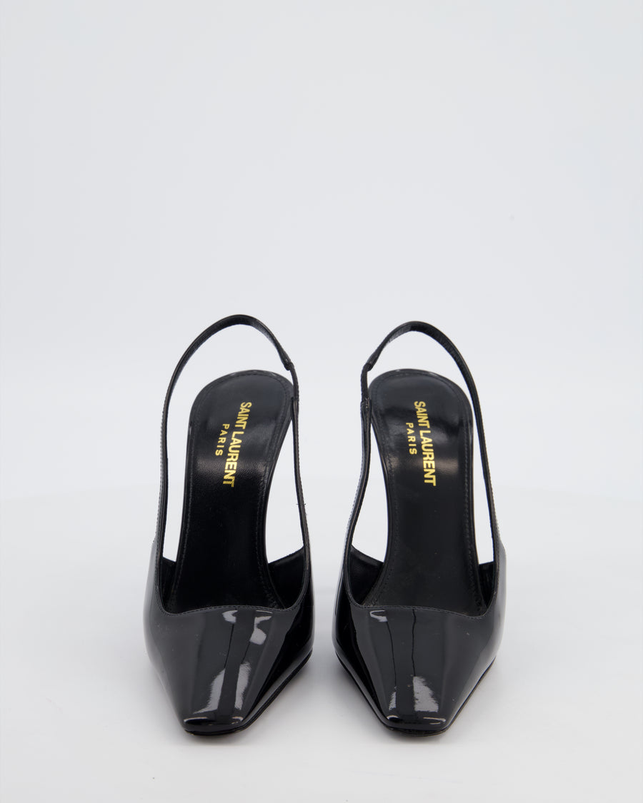 Saint Laurent Black Patent Leather Dune Slingback Pumps EU 36