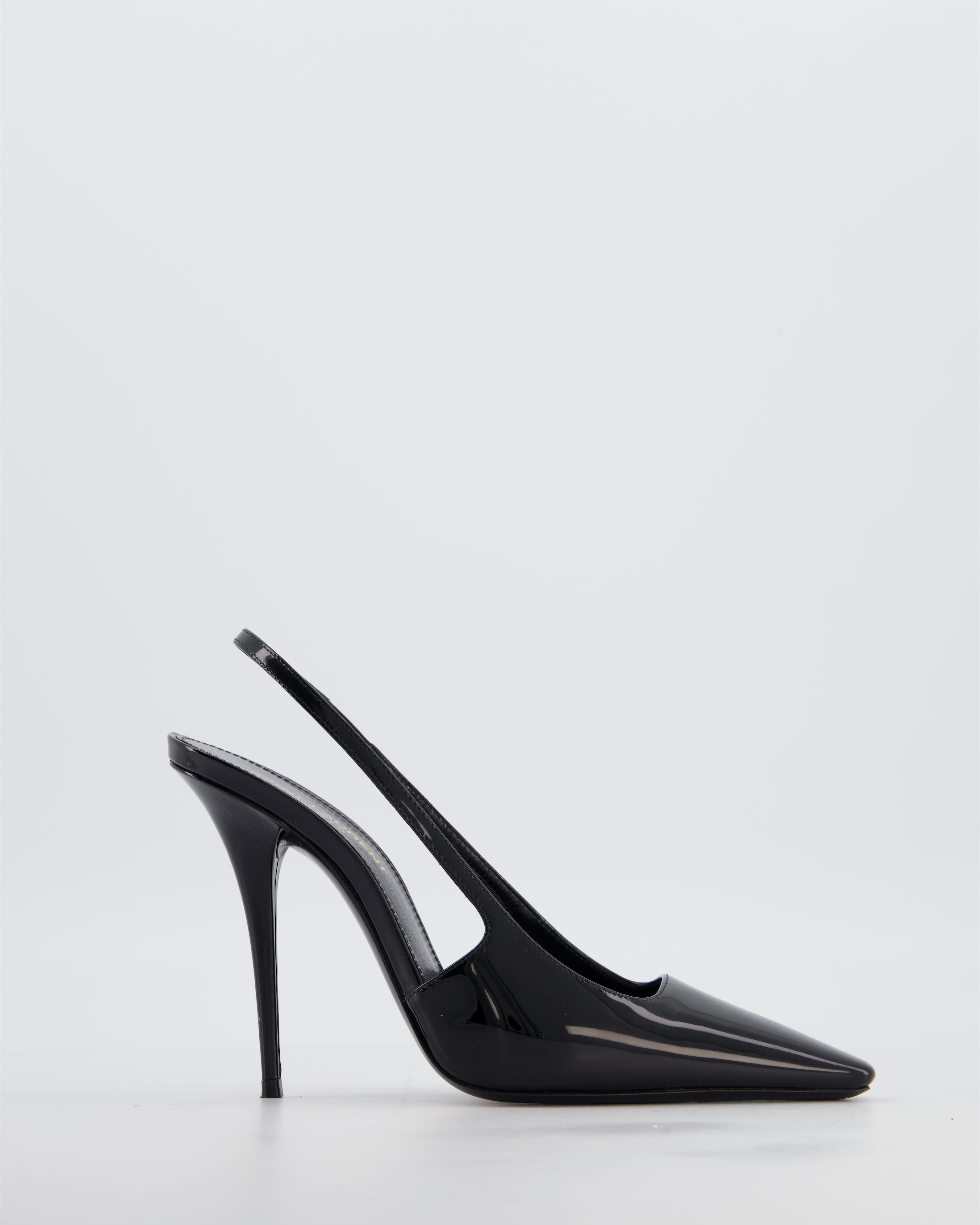 Saint Laurent Black Patent Leather Dune Slingback Pumps EU 36