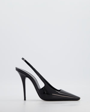 Saint Laurent Black Patent Leather Dune Slingback Pumps EU 36
