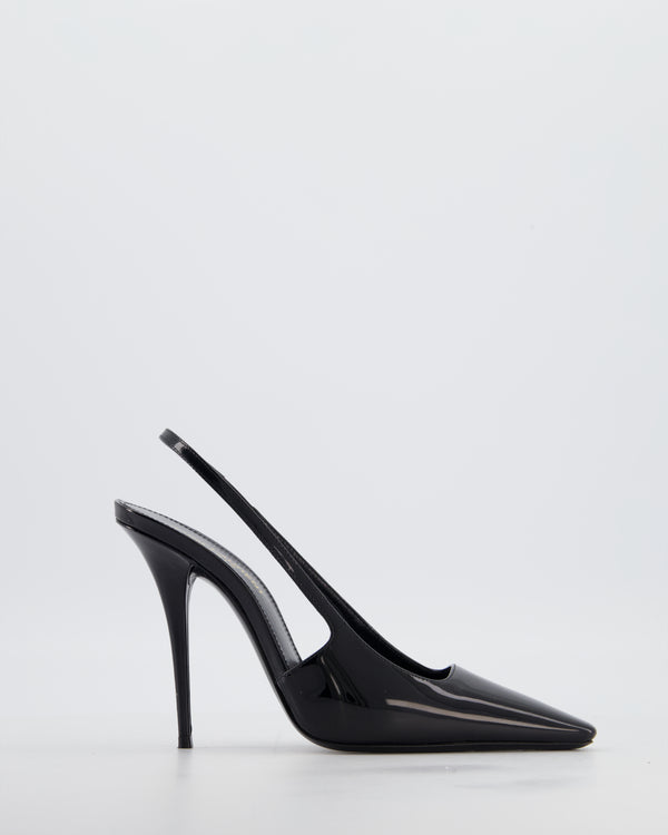 Saint Laurent Black Patent Leather Dune Slingback Pumps EU 36