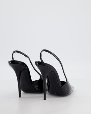 Saint Laurent Black Patent Leather Dune Slingback Pumps EU 36