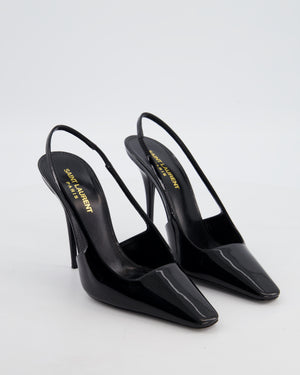 Saint Laurent Black Patent Leather Dune Slingback Pumps EU 36