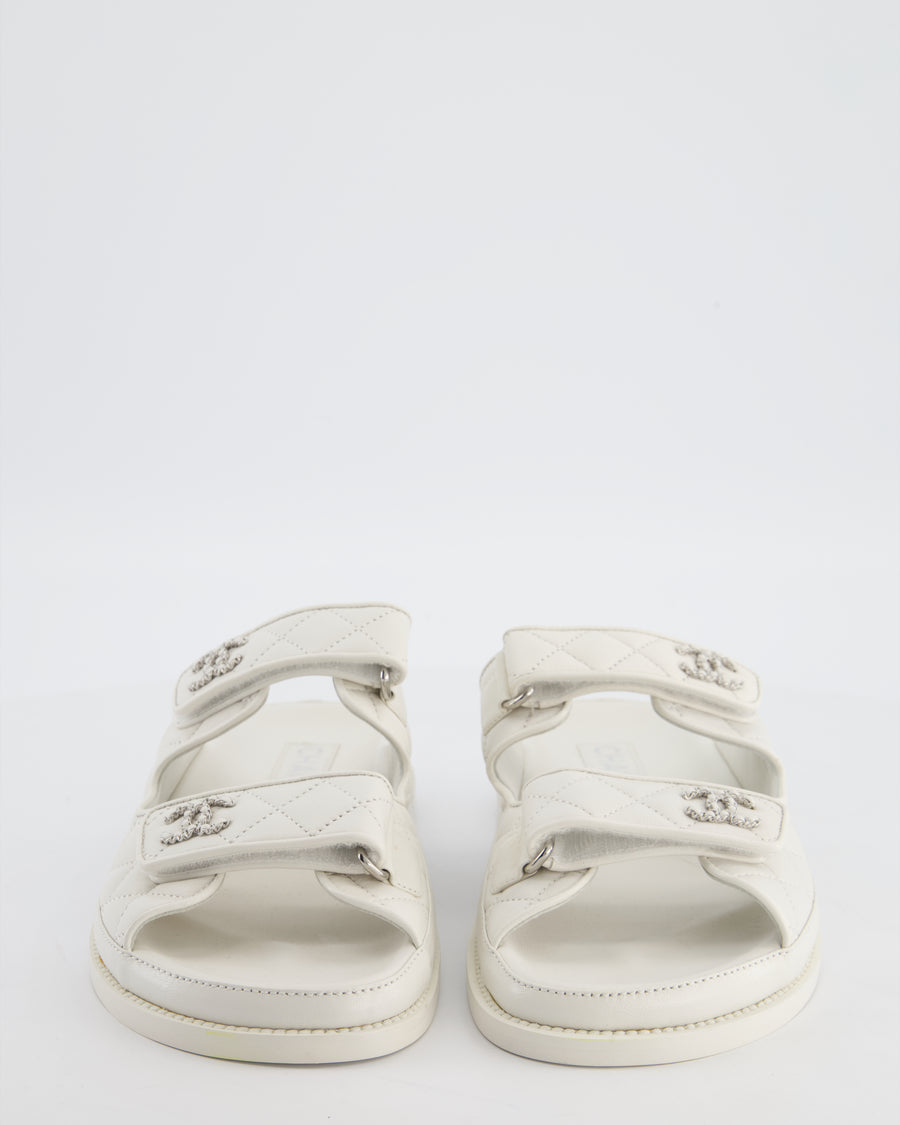 Chanel 24P Cream Leather Backless Dad Sandals Size EU 39