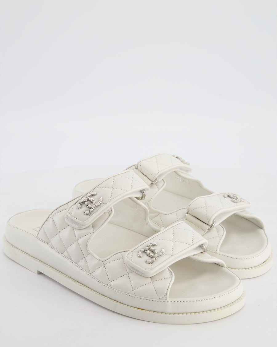 Chanel 24P Cream Leather Backless Dad Sandals Size EU 39