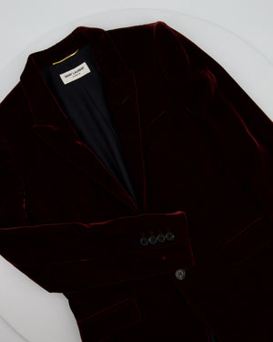 Saint Laurent Burgundy Velvet Blazer and Tailored Trouser Set Size FR 34 (UK 6)