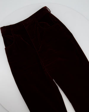 Saint Laurent Burgundy Velvet Blazer and Tailored Trouser Set Size FR 34 (UK 6)
