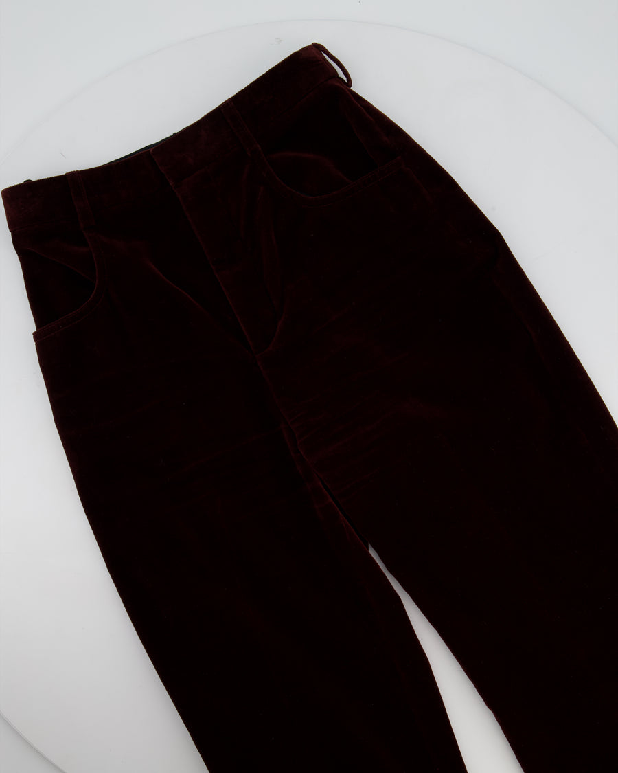Saint Laurent Burgundy Velvet Blazer and Tailored Trouser Set Size FR 34 (UK 6)
