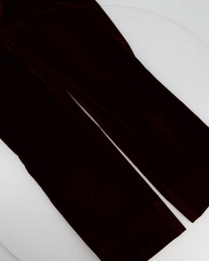 Saint Laurent Burgundy Velvet Blazer and Tailored Trouser Set Size FR 34 (UK 6)