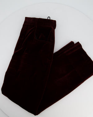 Saint Laurent Burgundy Velvet Blazer and Tailored Trouser Set Size FR 34 (UK 6)