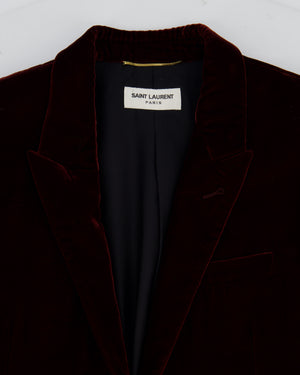Saint Laurent Burgundy Velvet Blazer and Tailored Trouser Set Size FR 34 (UK 6)