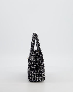 *HOT & RARE* Chanel Black & White Tweed and Sequin Small Kelly Bag with Brushed Antique Gold Hardware