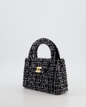 *HOT & RARE* Chanel Black & White Tweed and Sequin Small Kelly Bag with Brushed Antique Gold Hardware