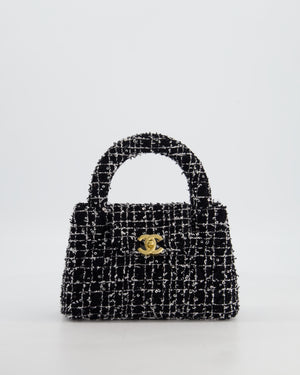 *HOT & RARE* Chanel Black & White Tweed and Sequin Small Kelly Bag with Brushed Antique Gold Hardware