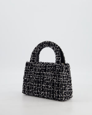 *HOT & RARE* Chanel Black & White Tweed and Sequin Small Kelly Bag with Brushed Antique Gold Hardware