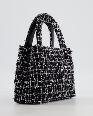 *HOT & RARE* Chanel Black & White Tweed and Sequin Small Kelly Bag with Brushed Antique Gold Hardware