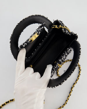 *HOT & RARE* Chanel Black & White Tweed and Sequin Small Kelly Bag with Brushed Antique Gold Hardware