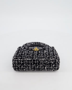 *HOT & RARE* Chanel Black & White Tweed and Sequin Small Kelly Bag with Brushed Antique Gold Hardware