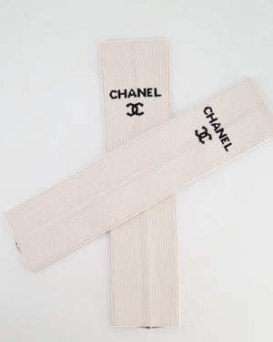 Chanel Light Pink Knit Leg Warmers with Black Logo