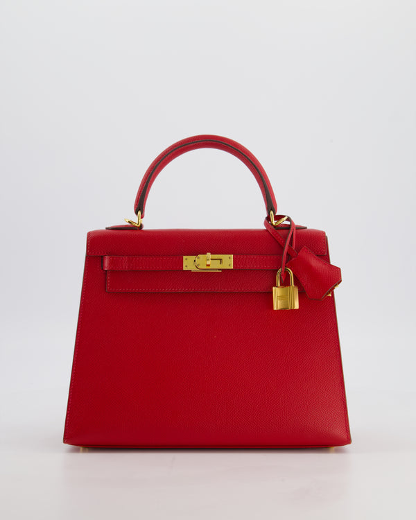 Hermès Kelly 25 Sellier Bag in Rouge Casaque Epsom Leather with Gold Hardware
