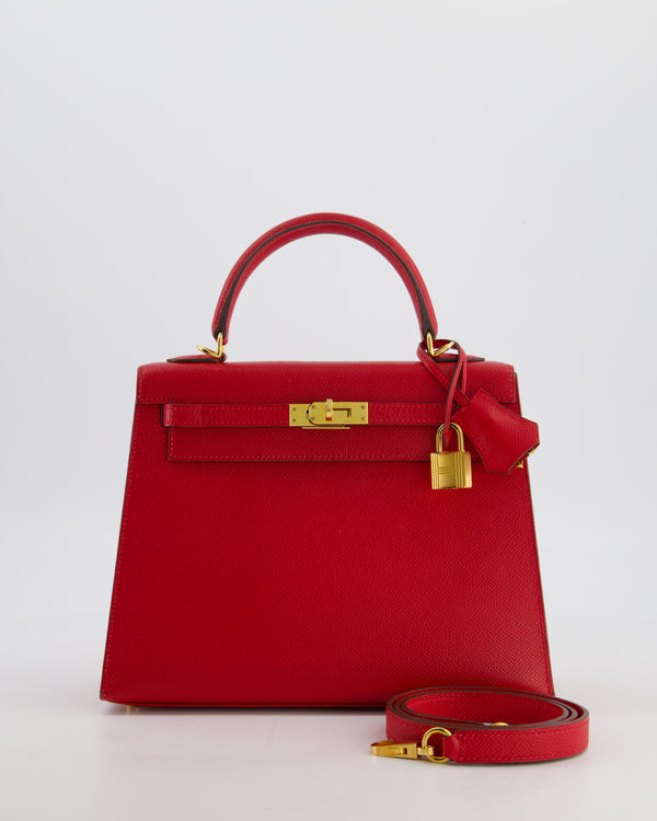 Hermès Kelly 25 Sellier Bag in Rouge Casaque Epsom Leather with Gold Hardware