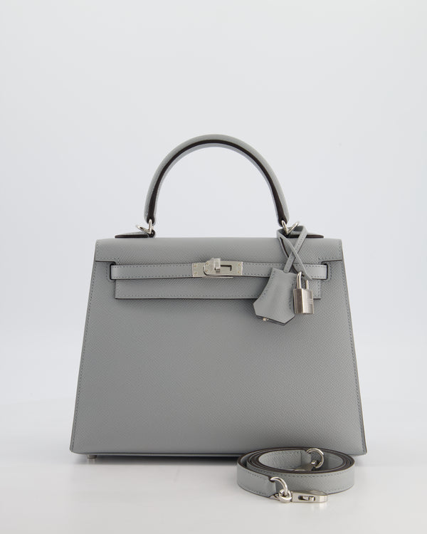 *RARE* Hermès Kelly 25 Sellier Bag in Bleu Glacier Epsom Leather with Palladium Hardware