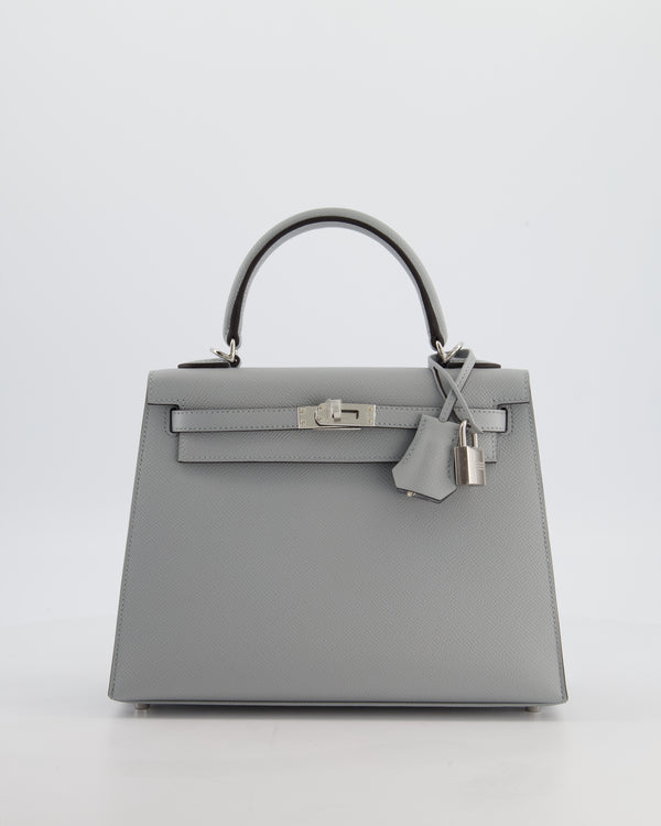 *RARE* Hermès Kelly 25 Sellier Bag in Bleu Glacier Epsom Leather with Palladium Hardware
