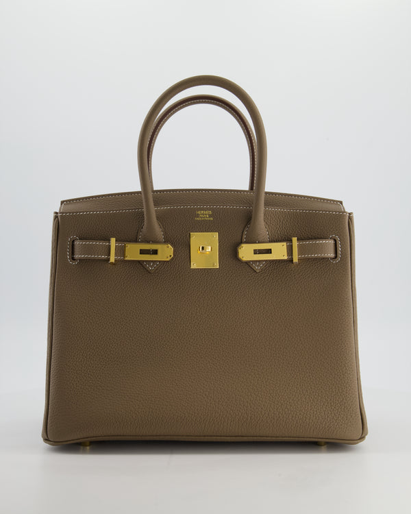 *HOLY GRAIL* Hermès Birkin 30 Retourne Bag in Etoupe Togo Leather with Gold Hardware