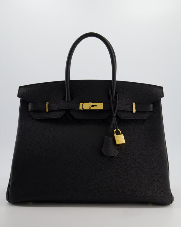 Hermès Birkin 35 Retourne Bag in Noir Togo Leather with Gold Hardware