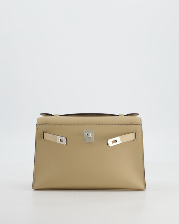 Hermès Kelly Pochette Bag in Trench Swift Leather with Palladium Hardware