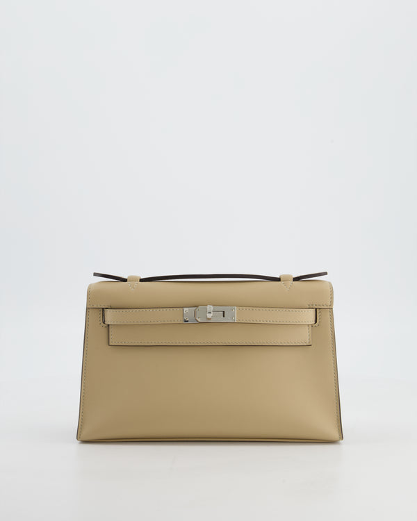 Hermès Kelly Pochette Bag in Trench Swift Leather with Palladium Hardware