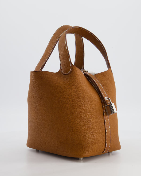 Hermès Picotin Lock 18 Bag in Fauve Barenia Faubourg Leather with Palladium Hardware