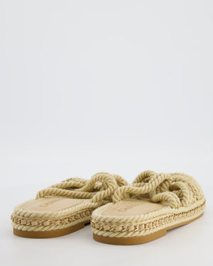Chanel Beige Cord Sandals with CC Charm and Chain Details Size EU 39 (UK 6)