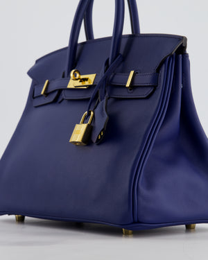 Hermès Birkin 25 Retourne Bag in Bleu Saphir Swift Leather with Gold Hardware