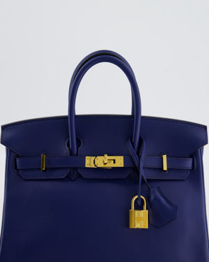 Hermès Birkin 25 Retourne Bag in Bleu Saphir Swift Leather with Gold Hardware