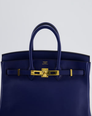 Hermès Birkin 25 Retourne Bag in Bleu Saphir Swift Leather with Gold Hardware
