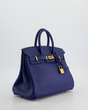 Hermès Birkin 25 Retourne Bag in Bleu Saphir Swift Leather with Gold Hardware