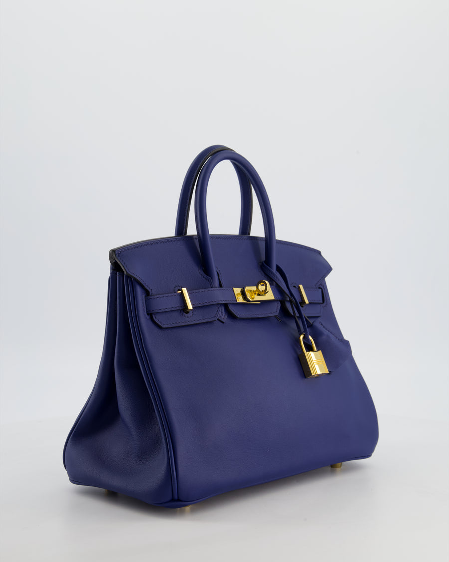 Hermès Birkin 25 Retourne Bag in Bleu Saphir Swift Leather with Gold Hardware