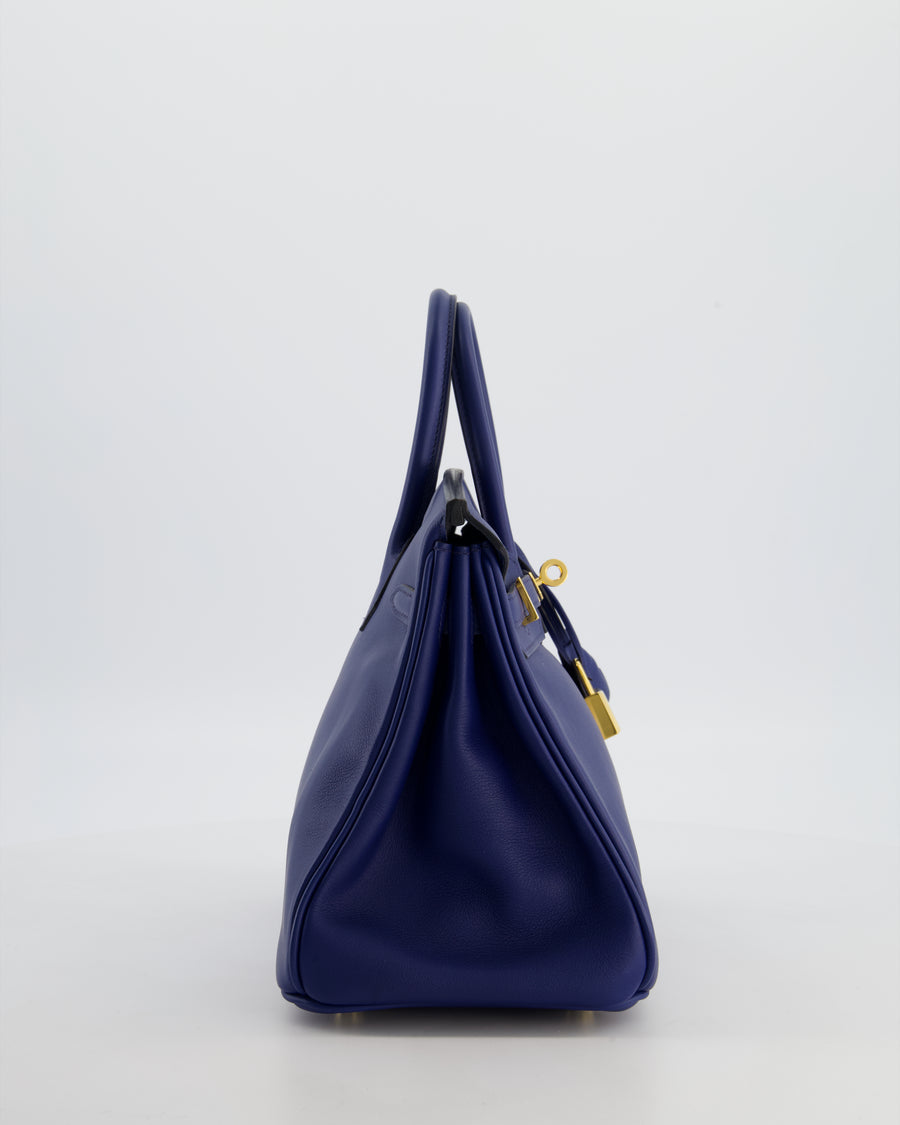 Hermès Birkin 25 Retourne Bag in Bleu Saphir Swift Leather with Gold Hardware