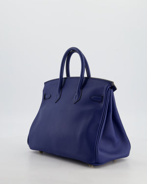 Hermès Birkin 25 Retourne Bag in Bleu Saphir Swift Leather with Gold Hardware