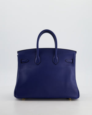 Hermès Birkin 25 Retourne Bag in Bleu Saphir Swift Leather with Gold Hardware