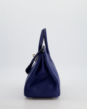 Hermès Birkin 25 Retourne Bag in Bleu Saphir Swift Leather with Gold Hardware