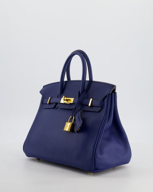 Hermès Birkin 25 Retourne Bag in Bleu Saphir Swift Leather with Gold Hardware