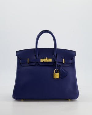 Hermès Birkin 25 Retourne Bag in Bleu Saphir Swift Leather with Gold Hardware