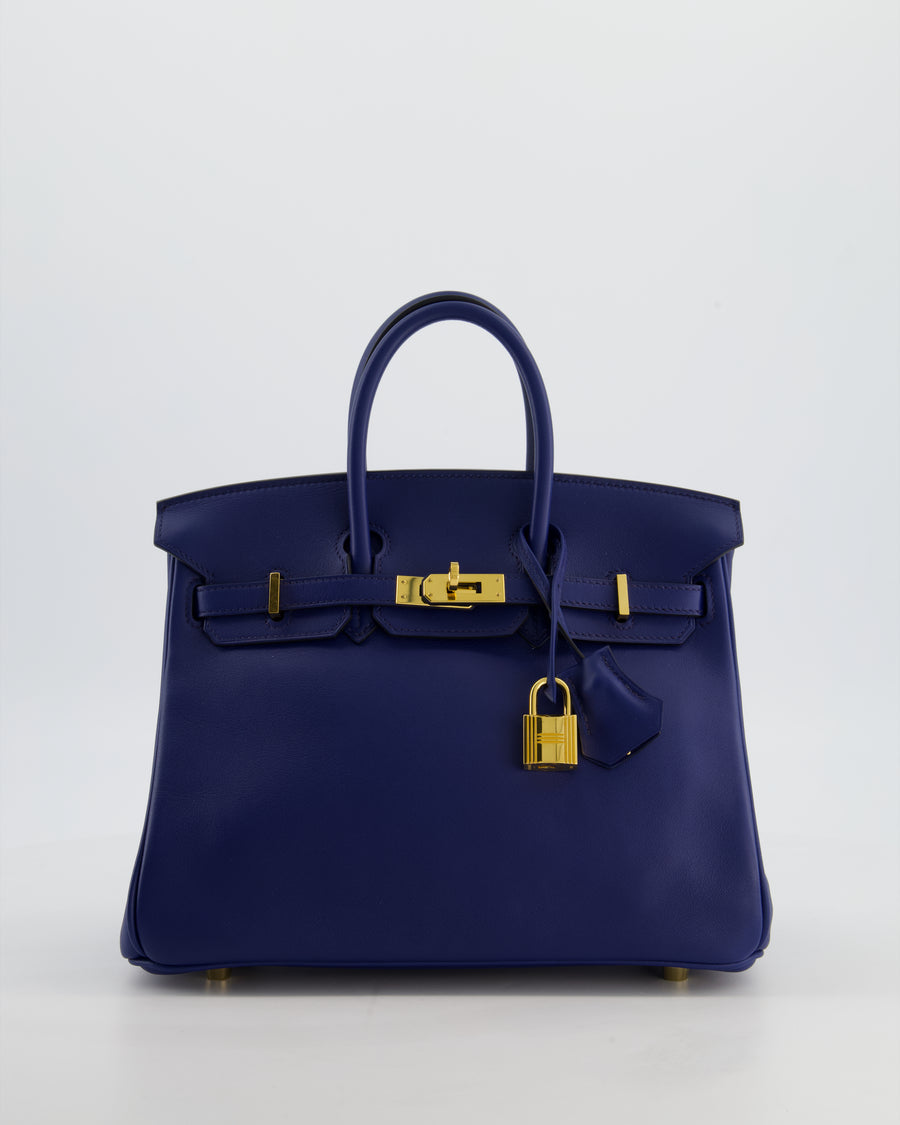 Hermès Birkin 25 Retourne Bag in Bleu Saphir Swift Leather with Gold Hardware