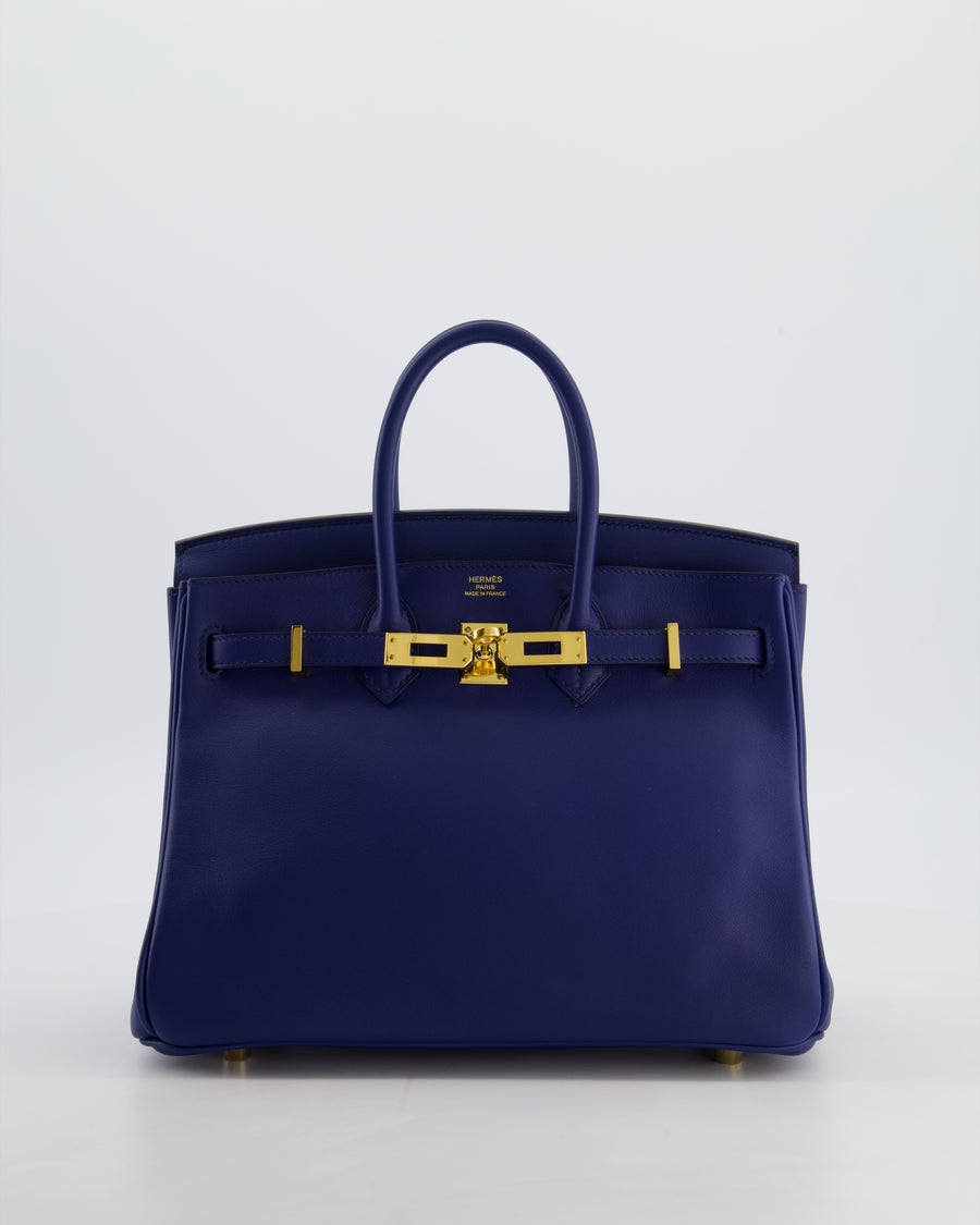 Hermès Birkin 25 Retourne Bag in Bleu Saphir Swift Leather with Gold Hardware