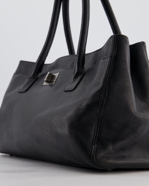 Chanel Vintage Black Executive Reissue Tote Bag in Calfskin Leather with Silver Hardware